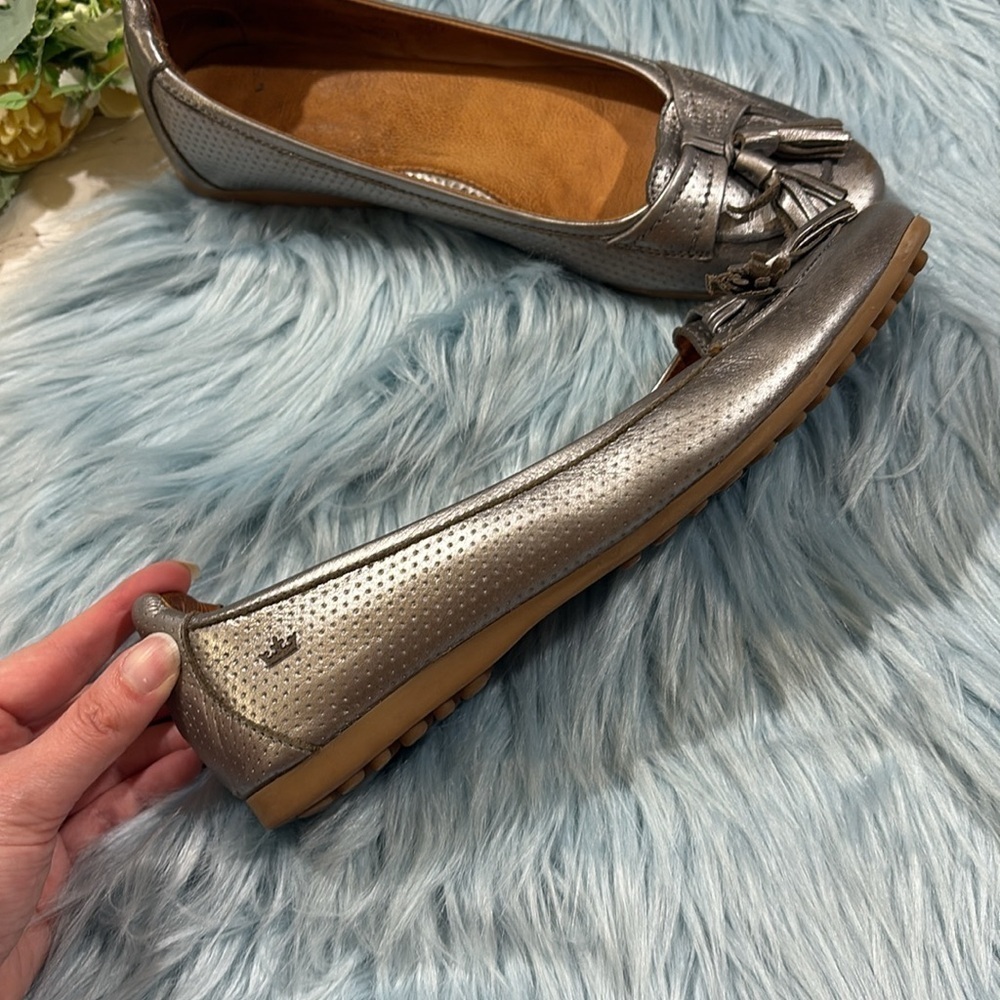 Peter Millar Metallic Tassel Leather Car Slip On Loafers - Picture 5 of 11